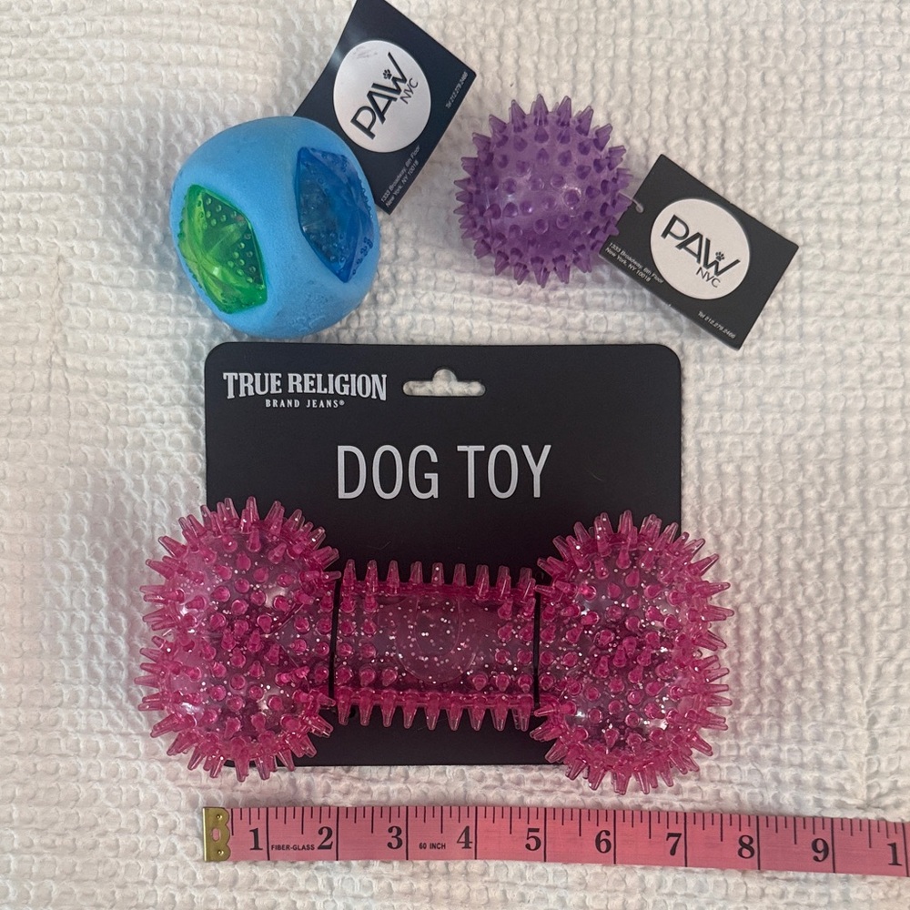 True Religion Pink and Blue Dog Toy Trio